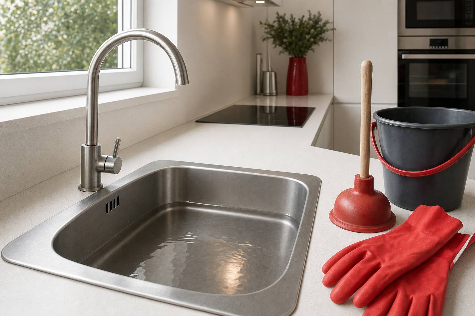 Cómo desatascar un fregadero con agua estancada